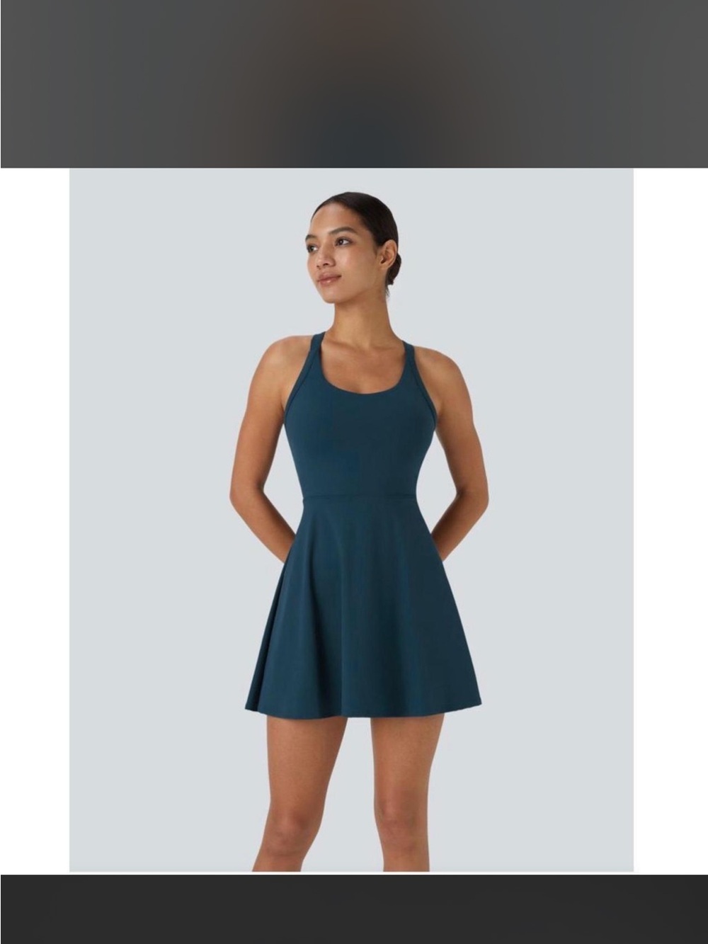 HALARA Racerback A-Line Mini Dress in Deep Teal